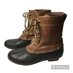 Khombu Women’s Letty Brown Leather Winter Duck Boots size 7